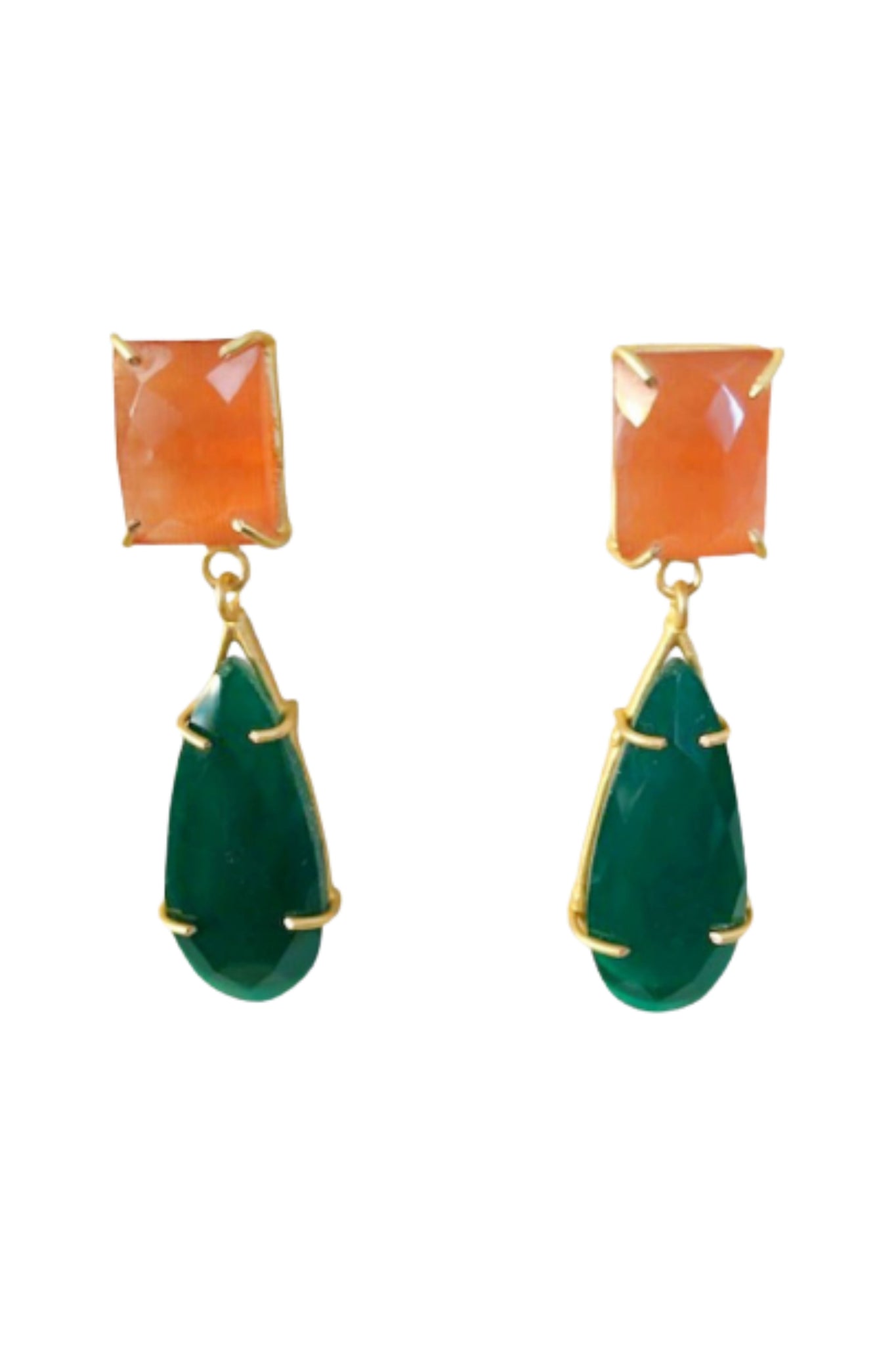Charlotte Earring - Orange and Emerald