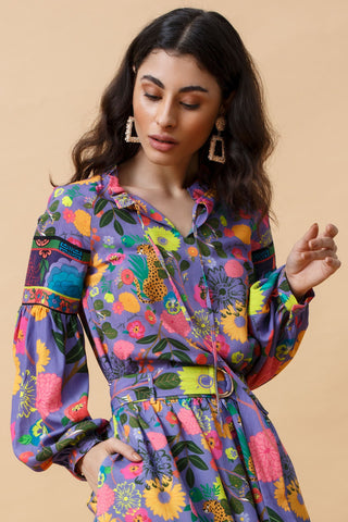 Cheetah LS Blouse - Purple