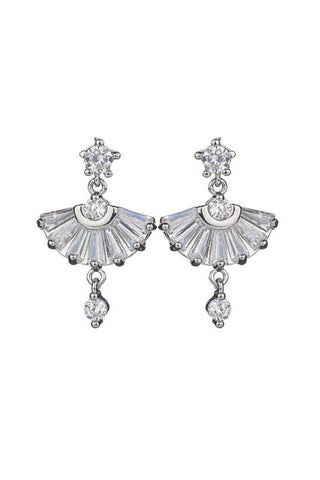 Clara Deco Fan Earring - Crystal