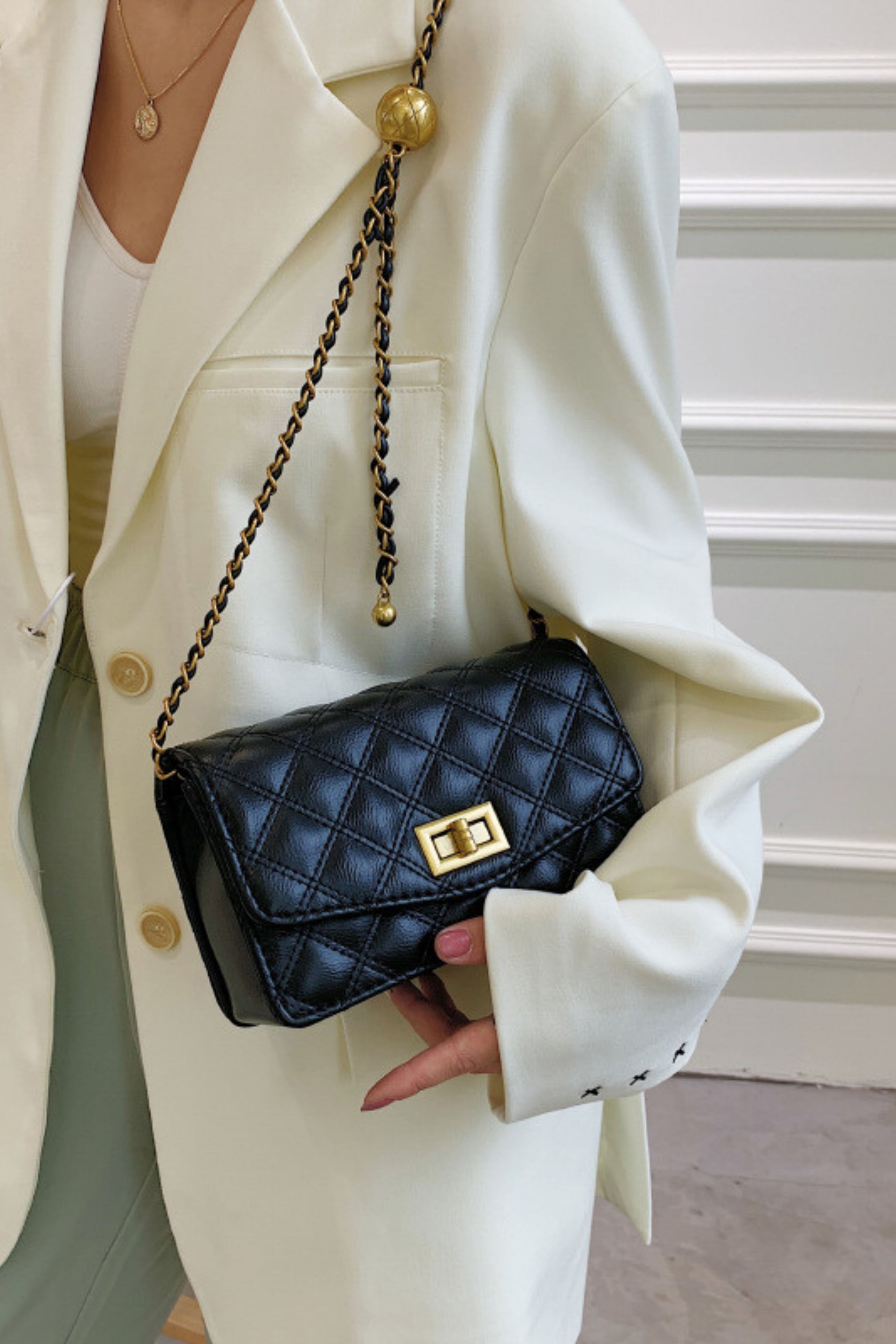 Black padded handbag outlet