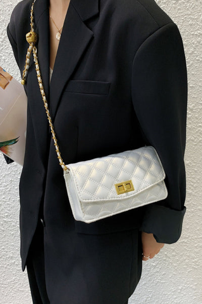 Classic Quilted Handbag - Pearlescent White