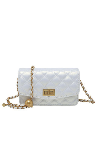 Classic Quilted Handbag - Pearlescent White