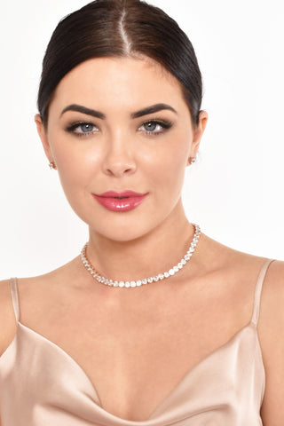 CZ Classic Tennis Necklace - Rose Gold