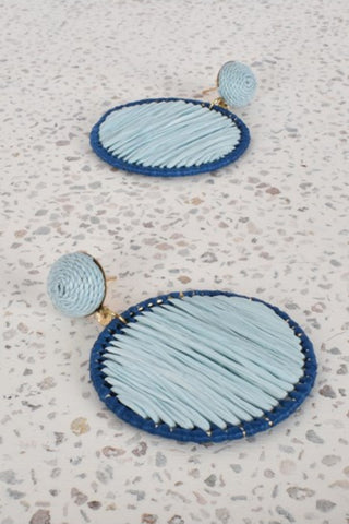 Contrast Colour Woven Drop Earrings - Blue