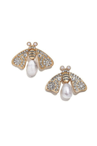 Crystal and Baroque Pearl Bee Earring