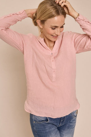 Danna Linen Blouse - Peach Skin