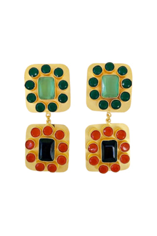 Delilah Earring - Green and Orange
