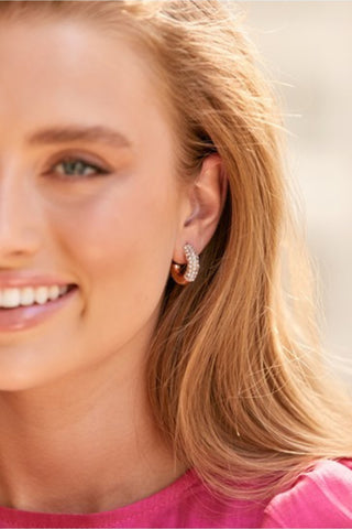 Diamante Detail Mini Hoops - Gold