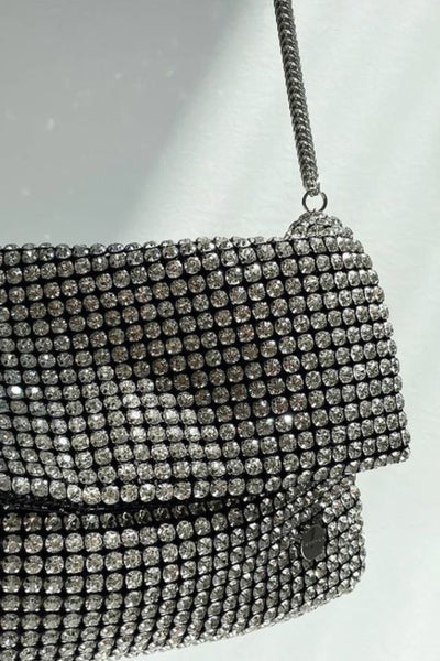 Dianna Soft Crystal Clutch - Black