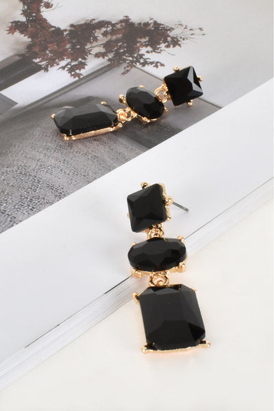 Diana Trio Jewel Earrings - Black Gold