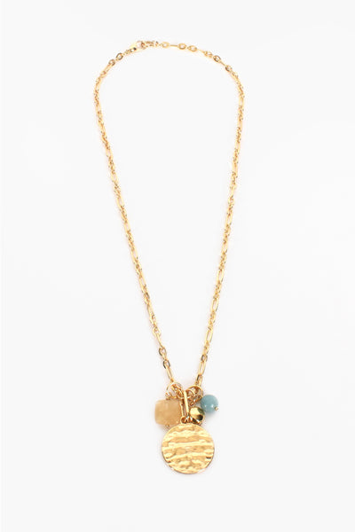 Disc Stone Cluster Necklace - Mint Gold