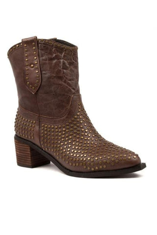 Idan Distressed Cowboy Boot - Choc Leather