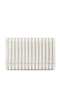 Domino Pearl and Crystal Clutch - White
