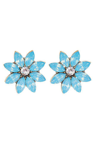 Dream Flower Crystal Stud - Blue