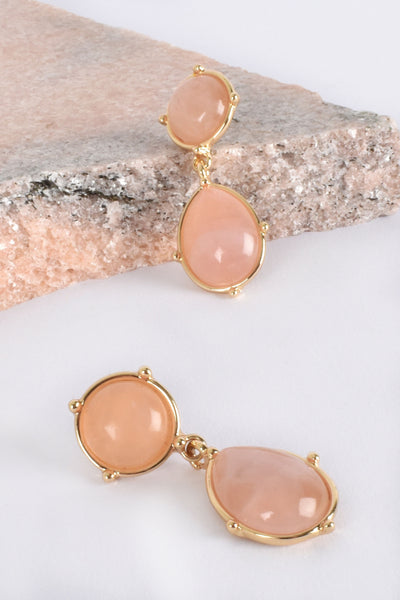 Duel Stone Drop Earrings - Pink Gold