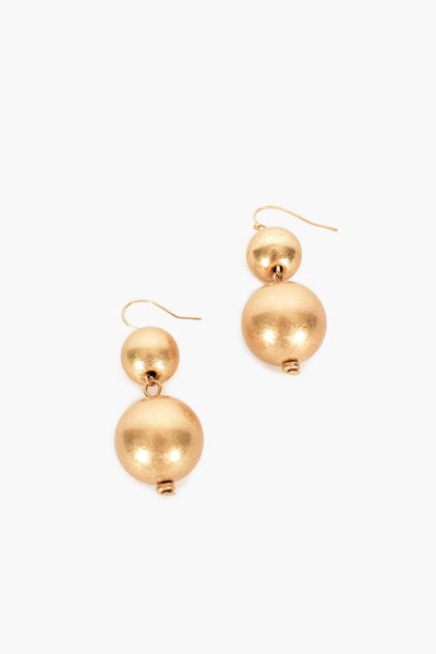 Duo Ball Drop Hook Earrings - Warm Gold