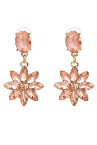 Eliana Floral Drop Crystal Earring - Blush Pink