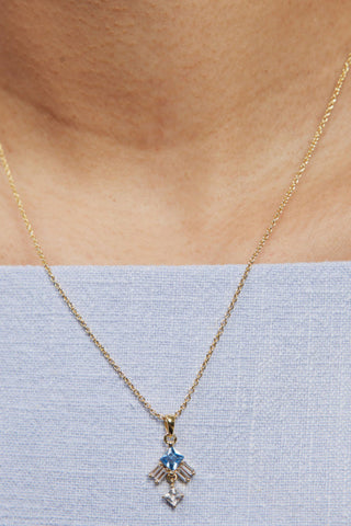 Elkie Crystal Necklace - Blue Gold