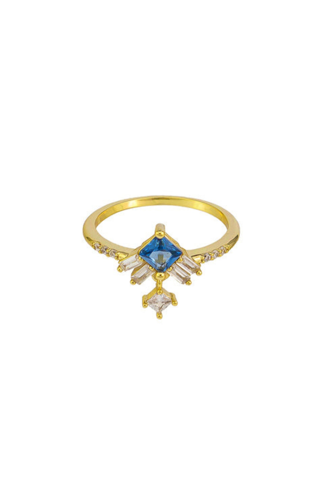 Elkie Crystal Ring - Blue Gold