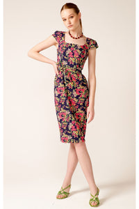 Elsa Pencil Dress - Navy Floral