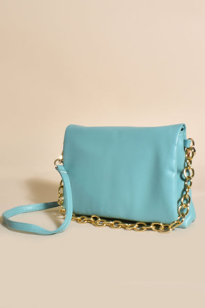 Ember Foldover Chain Event Bag - Teal Gold