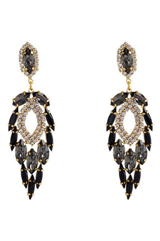 Emery Crystal Drop Earrings - Black