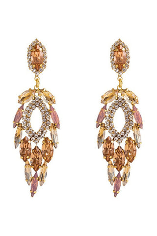 Emery Crystal Drop Earrings - Gold