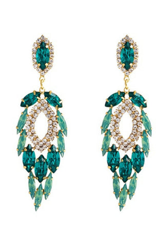 Emery Crystal Drop Earrings - Green