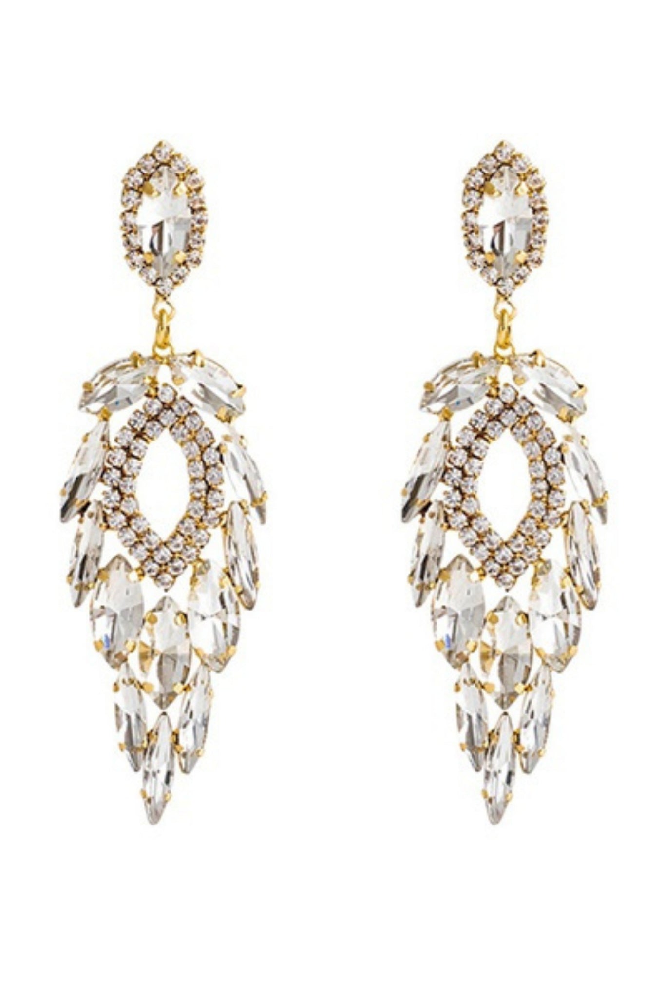 Emery Crystal Drop Earrings - White