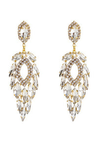 Emery Crystal Drop Earrings - White