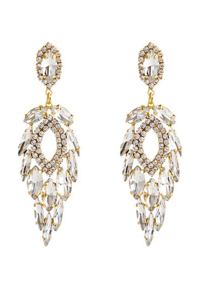 Emery Crystal Drop Earrings - White