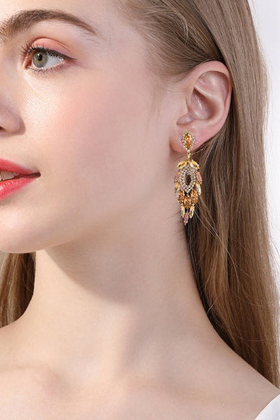 Emery Crystal Drop Earrings - White