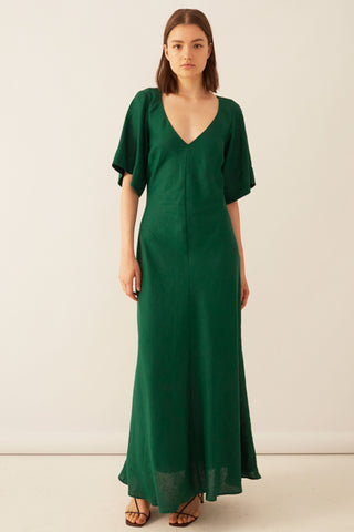 Emery Linen Dress - Emerald
