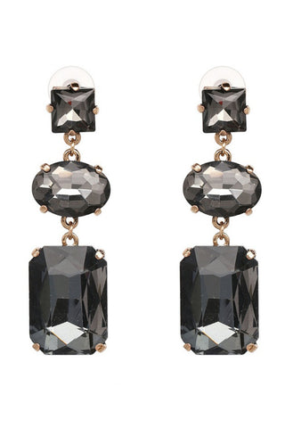 Emma Crystal Drop Earring - Grey