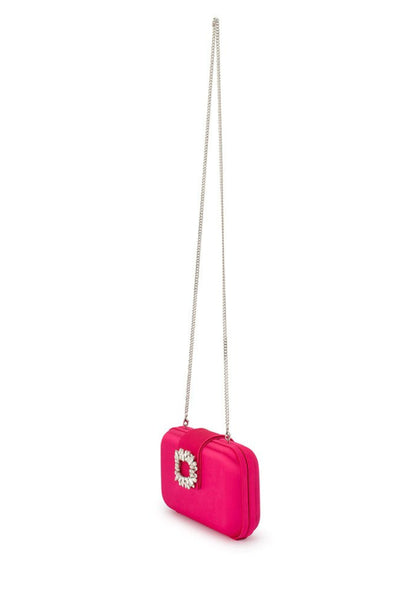 Emmy Crystal Trim Clutch - Fuchsia