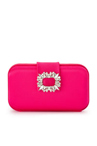 Emmy Crystal Trim Clutch - Fuchsia