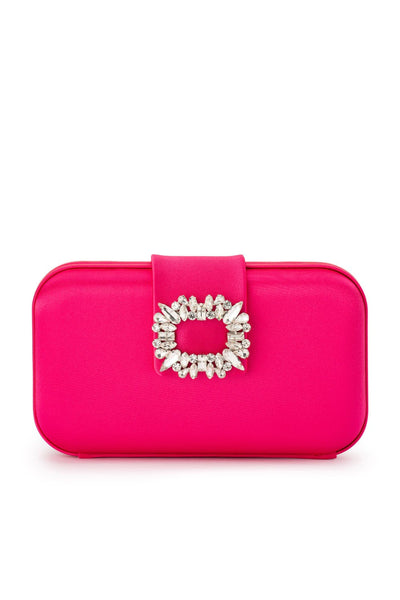 Emmy Crystal Trim Clutch - Fuchsia