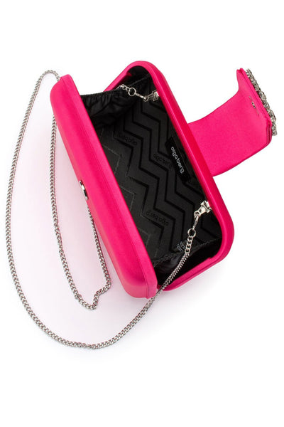 Emmy Crystal Trim Clutch - Fuchsia