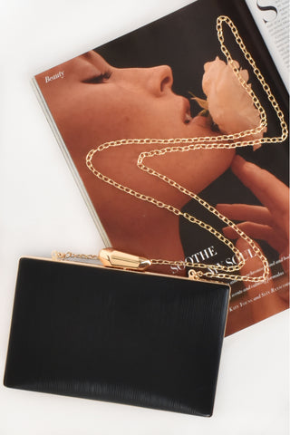Ensley Pebble Clasp Structured Clutch - Black