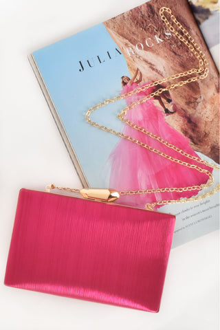 Ensley Pebble Clasp Structured Clutch - Fuchsia