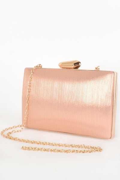 Ensley Pebble Clasp Structured Clutch - Pink