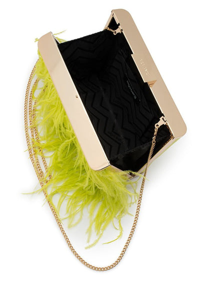 Estelle Feather Clutch - Chartreuse