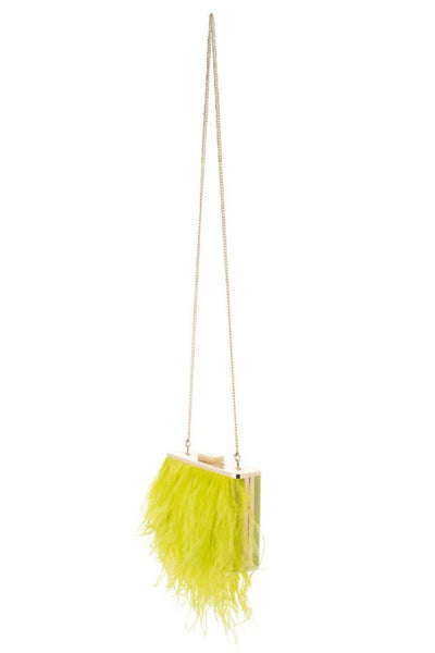 Estelle Feather Clutch - Chartreuse