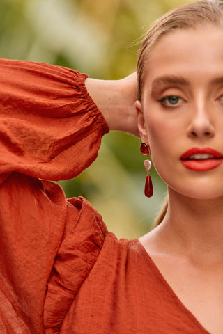 Event Mix Stone Pearl Earrings - Spice Gold