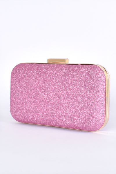 Everly Bar Top Structured Clutch - Pink Gold