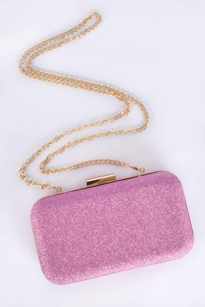 Everly Bar Top Structured Clutch - Pink Gold