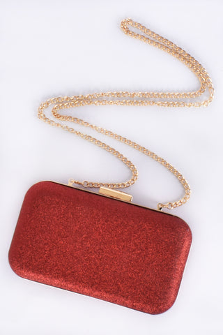 Everly Bar Top Structured Clutch - Red Gold