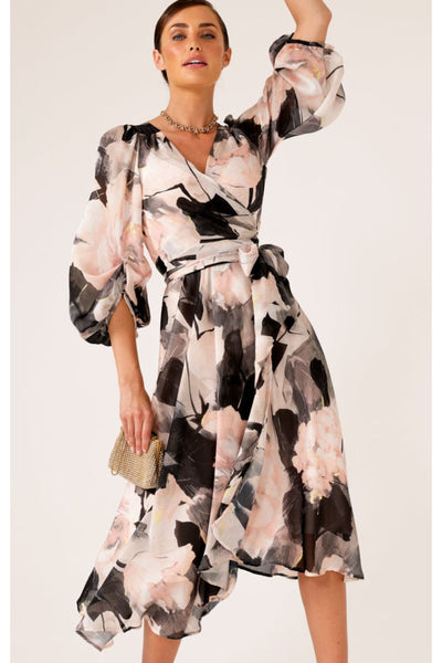 Finest Hour Wrap Dress - Dusty Rose Floral