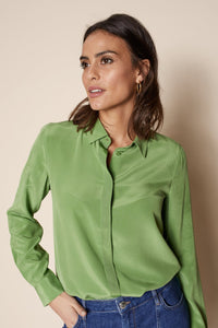 Finley Silk Shirt - Forest Green