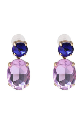 Fiona Crystal Drop Earring - Lilac Cobalt Blue
